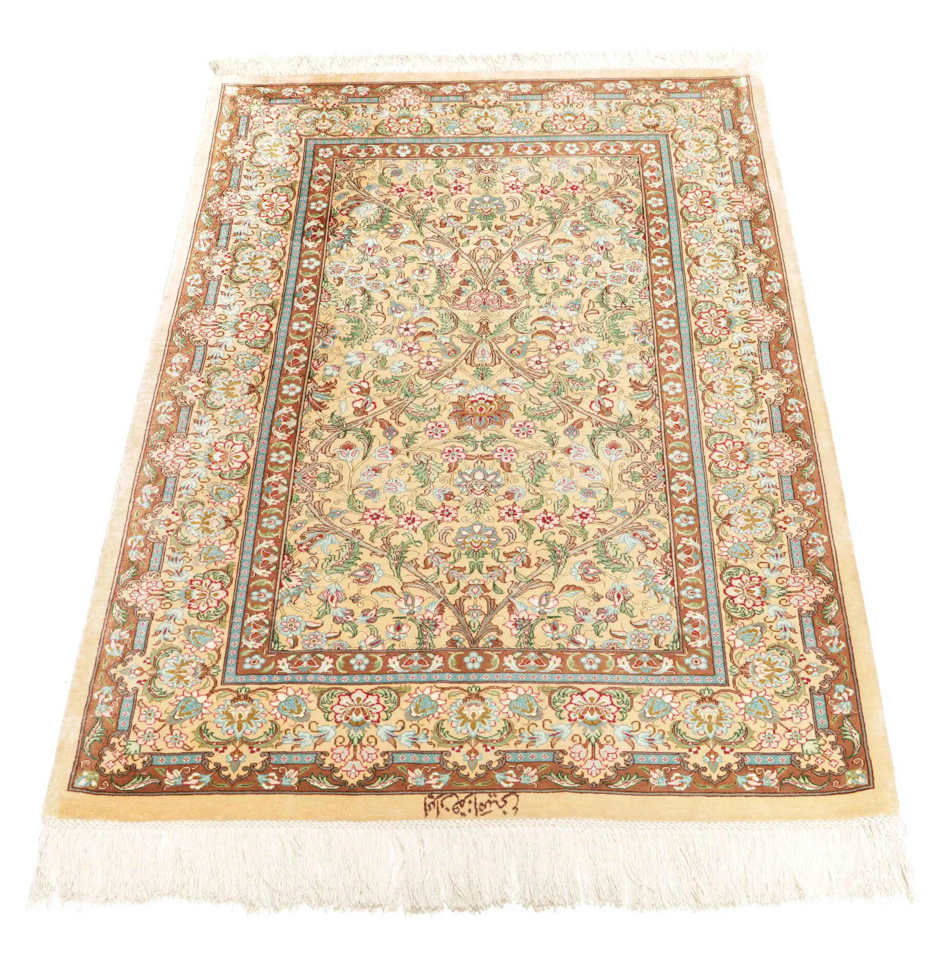 Teppich Ghom Seide ca 080x120 cm Persien Florales Design