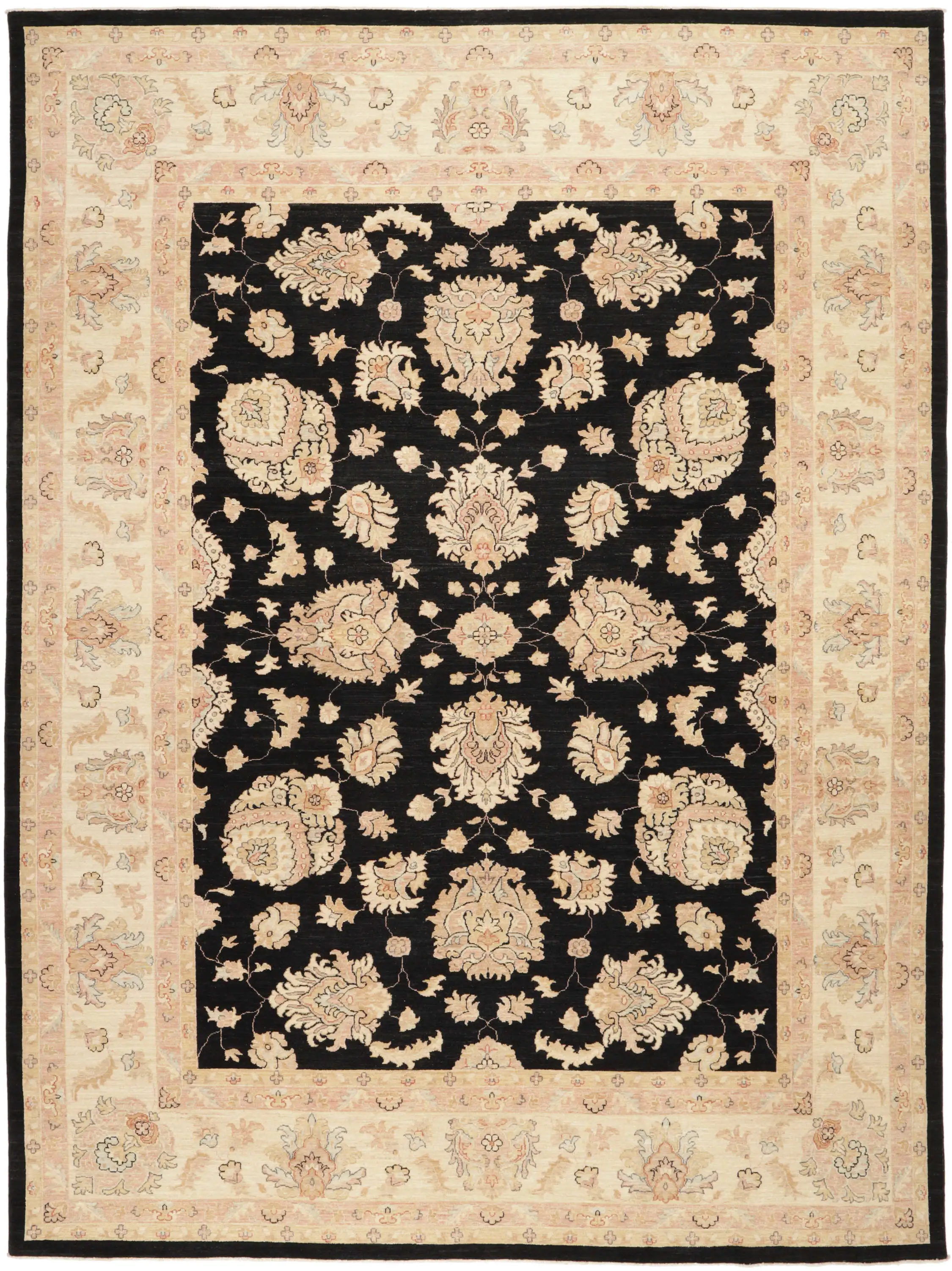 Teppich Ziegler 301 x 400 cm Orientteppich schwarz Handgeknüpft Schurwolle