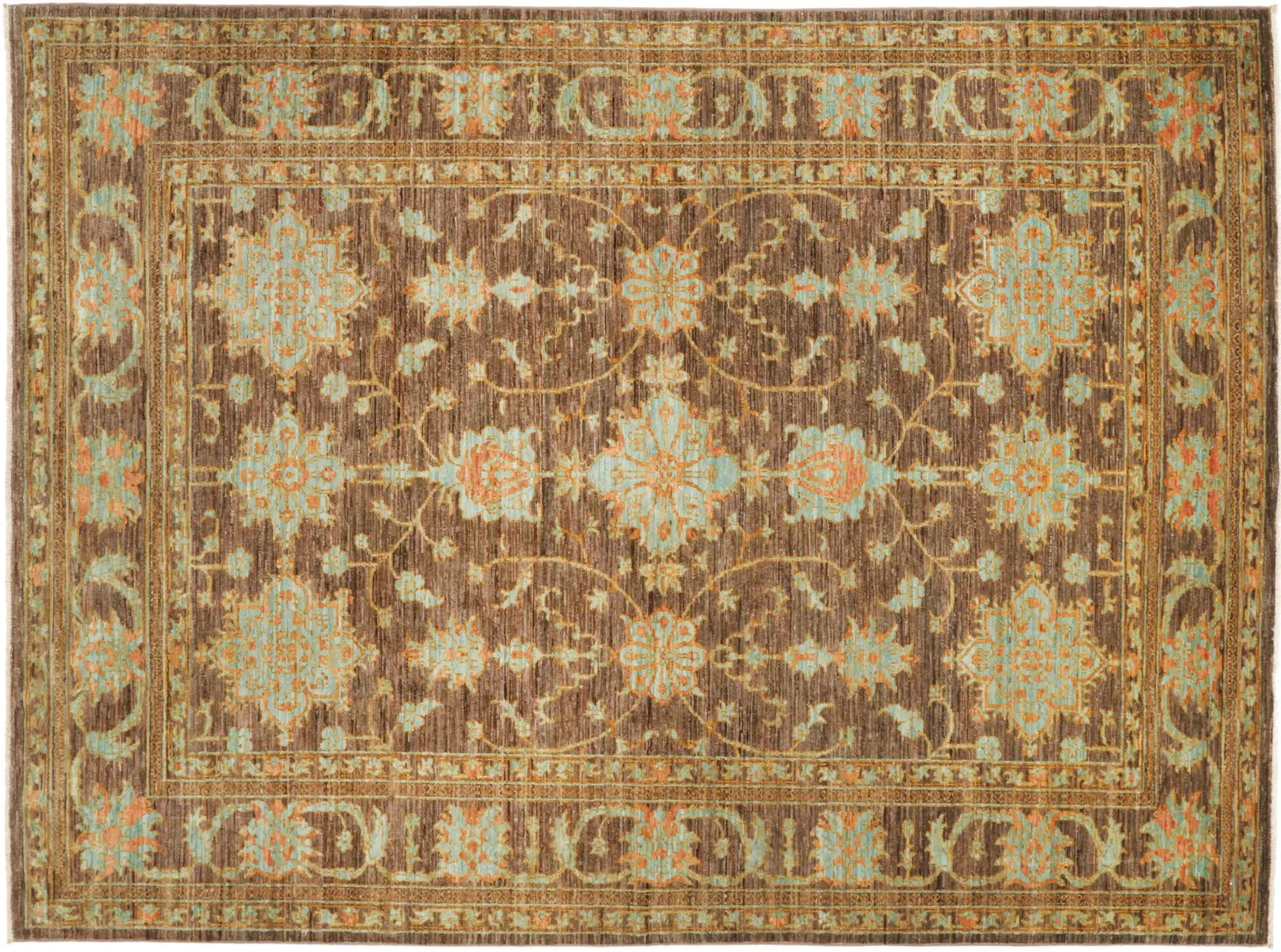 Ziegler Teppich 169x223 cm Orientteppich Handgeknüpft Teppich braun