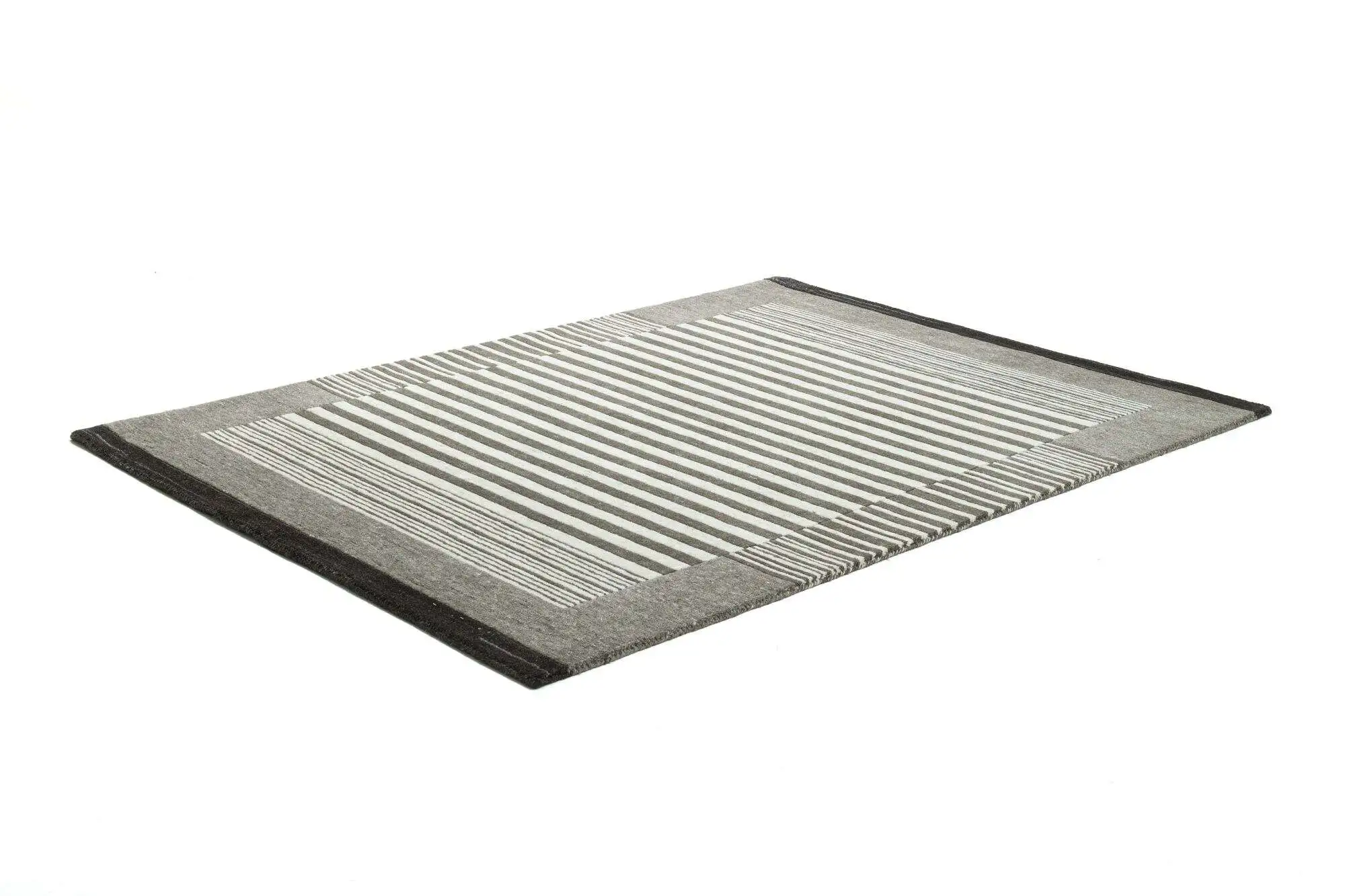 Teppich Handgewebt 160 x 230 cm reine Schurwolle Naturteppiche beige-grau
