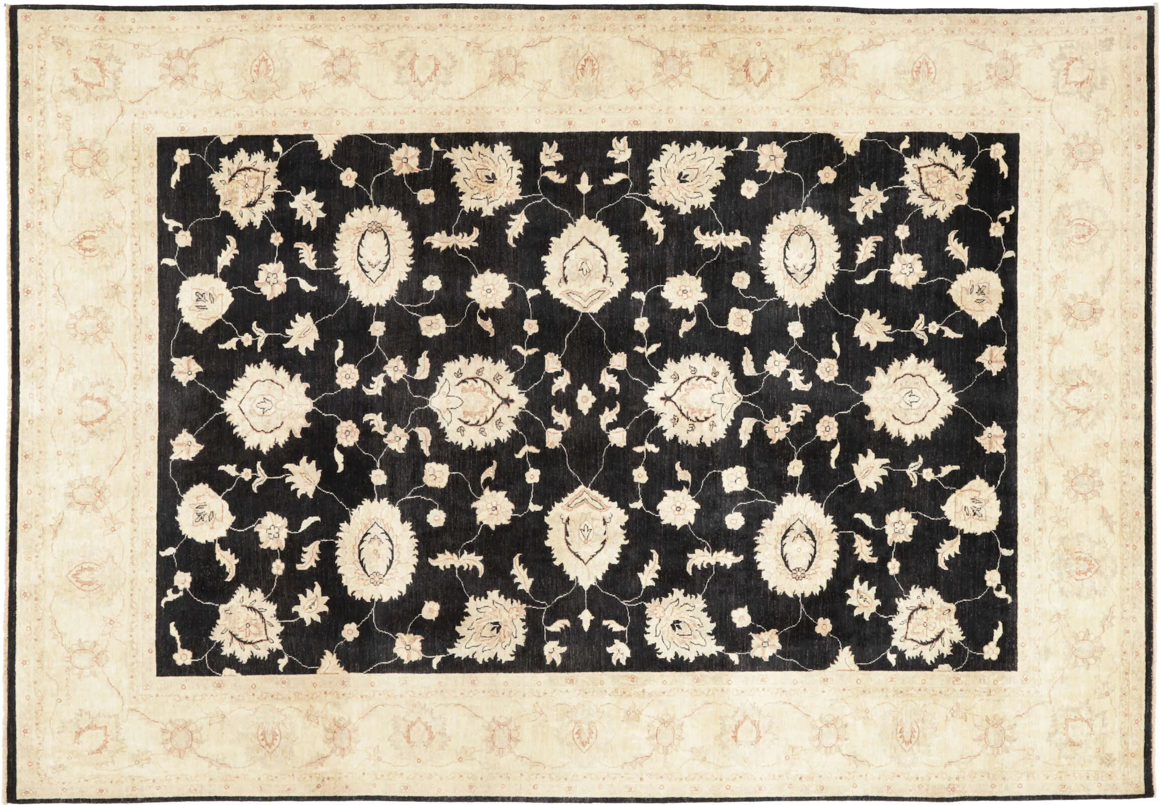 Teppich Ziegler 242 x 353 cm Orientteppich beige schwarz Handgeknüpft Schurwolle
