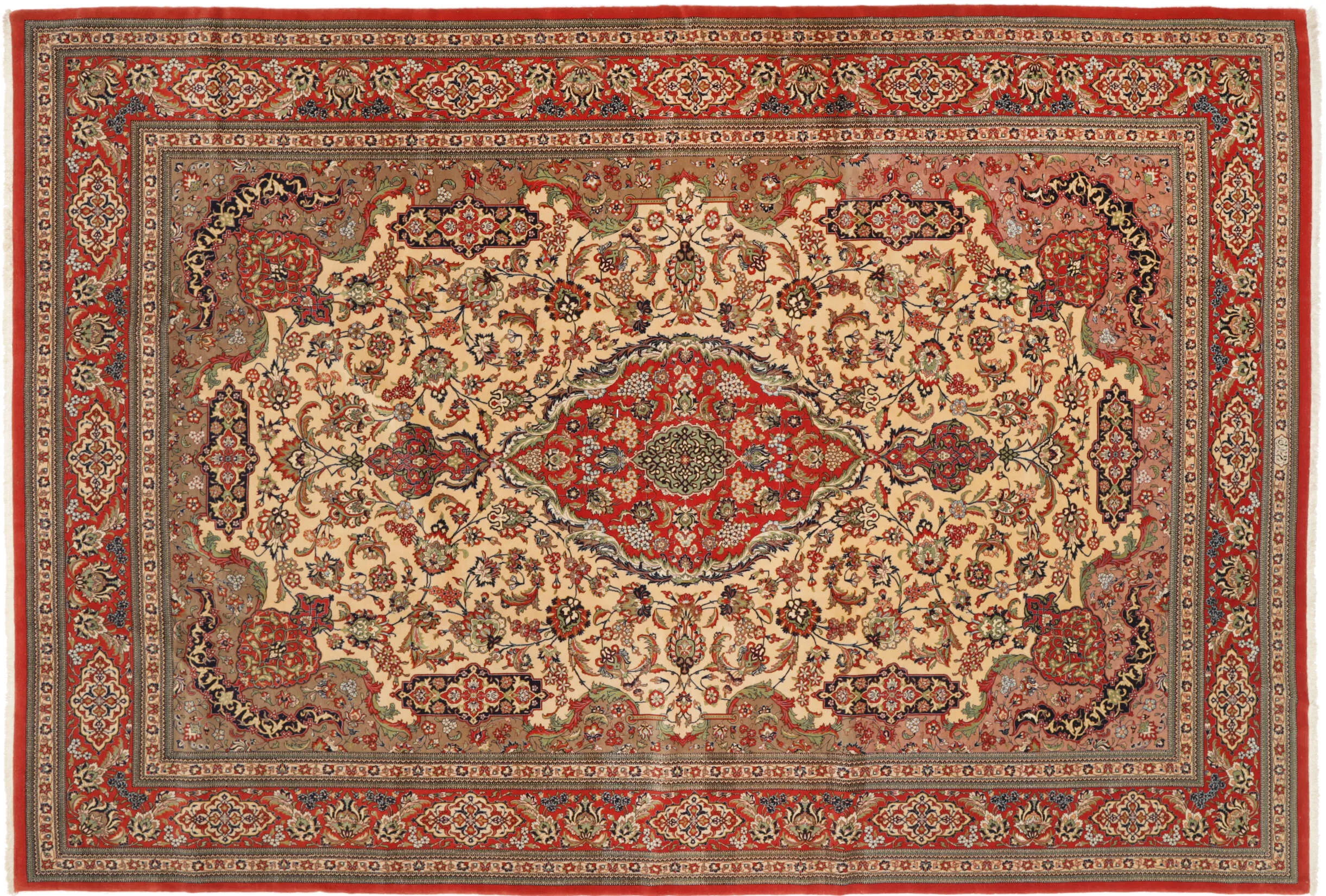 Teppich Ghom Kork 260x383cm Handgeknüpft Persischer Teppich rot