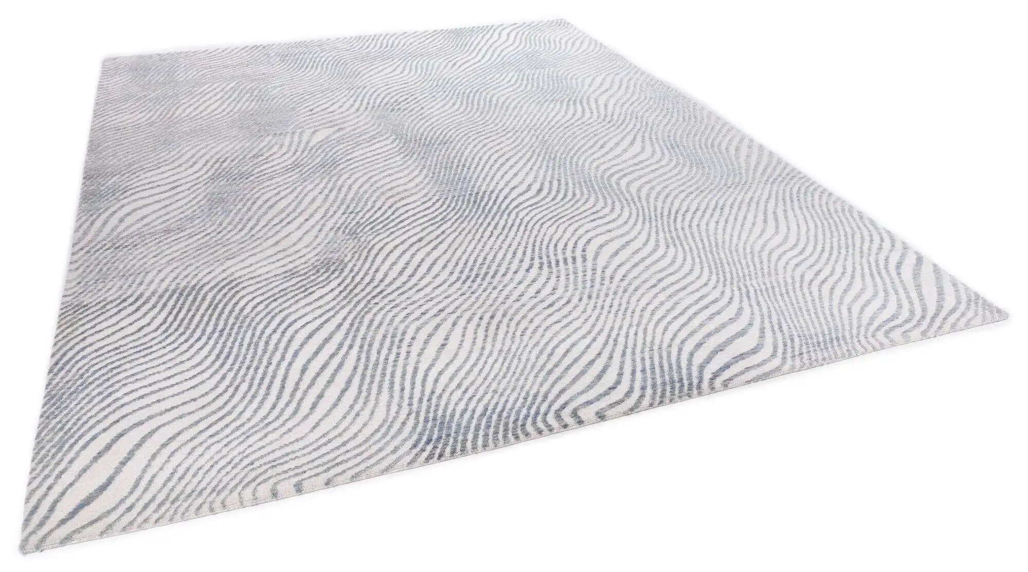 Nepal Teppich Nubu Silk 60 Design Seide Wolle 244x305cm blau - grau
