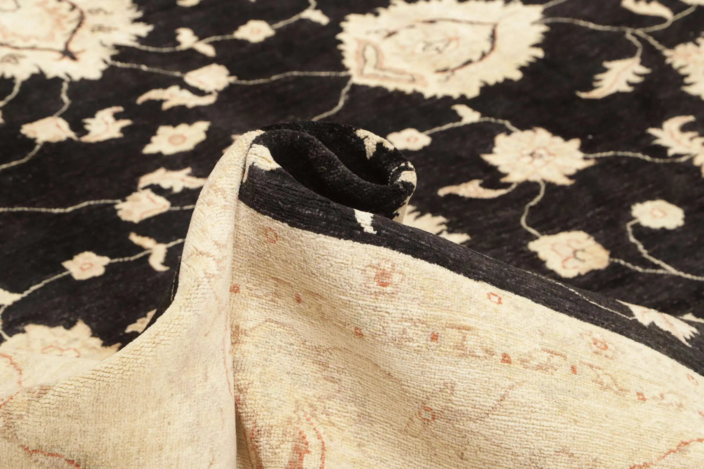 Teppich Ziegler 242 x 353 cm Orientteppich beige schwarz Handgeknüpft Schurwolle
