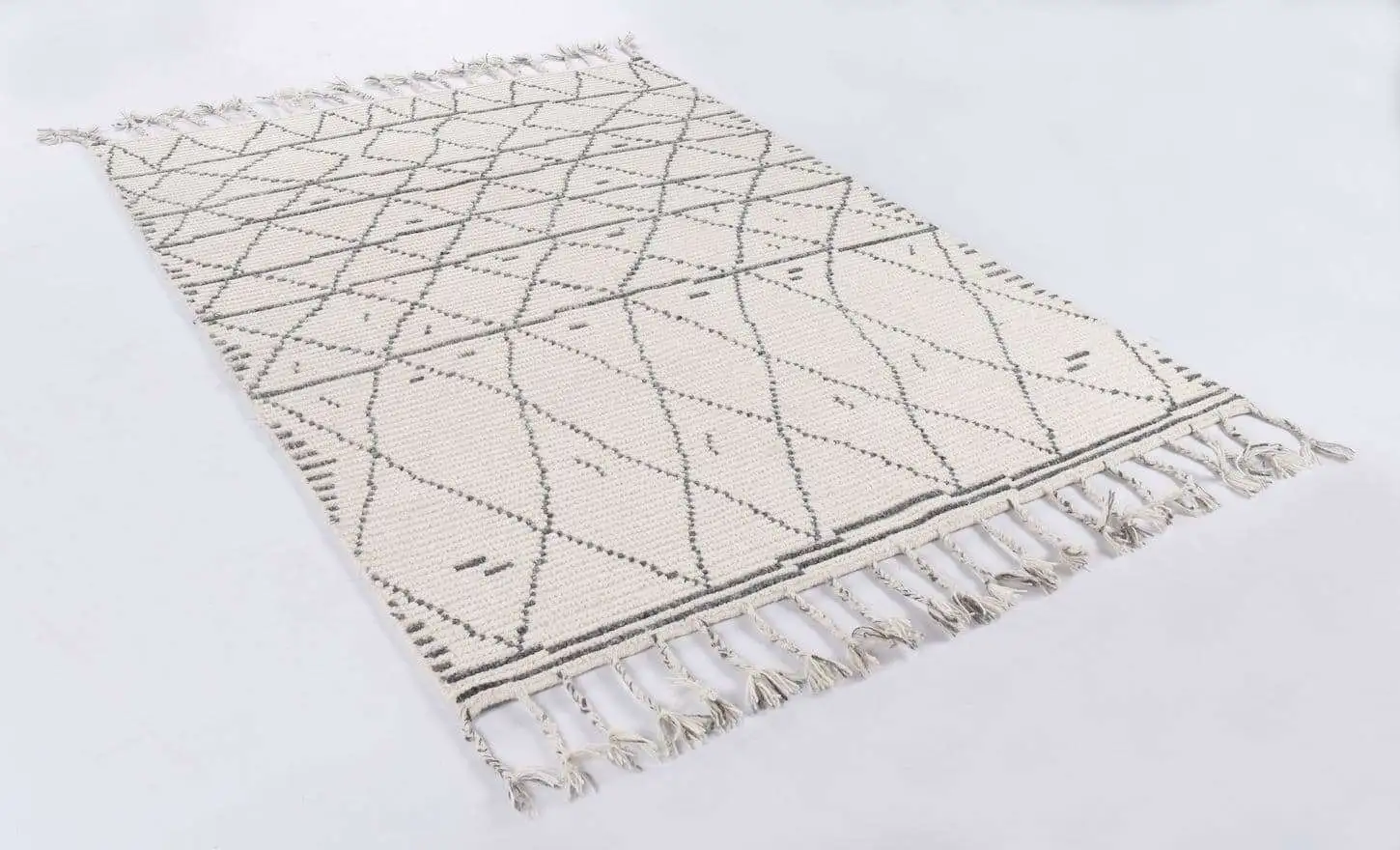 Handgewebter Kelim Teppich Nomad beige Naturteppich aus Wolle