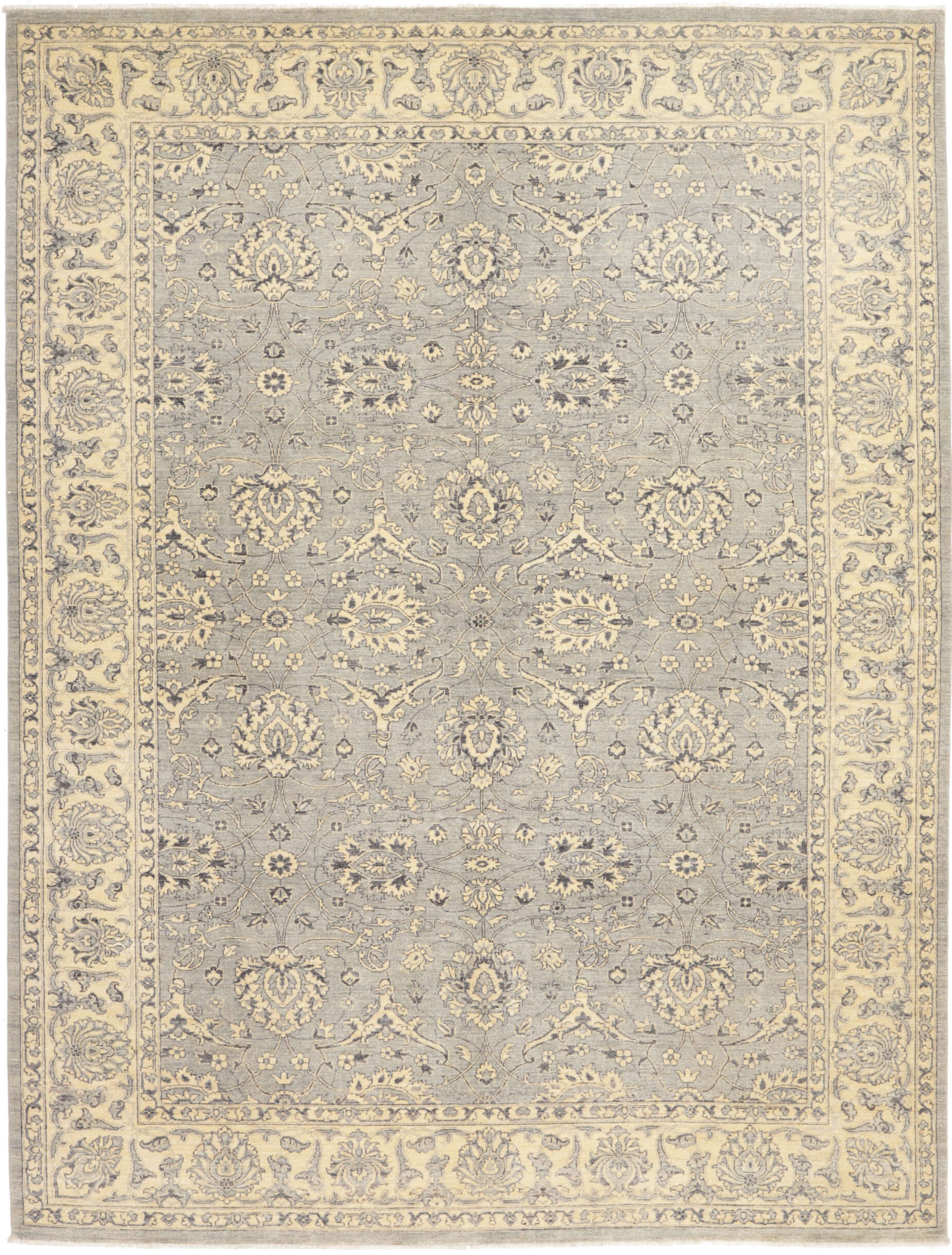 Teppich Ziegler 270 x 355 cm Orientteppich grau Handgeknüpft Schurwolle