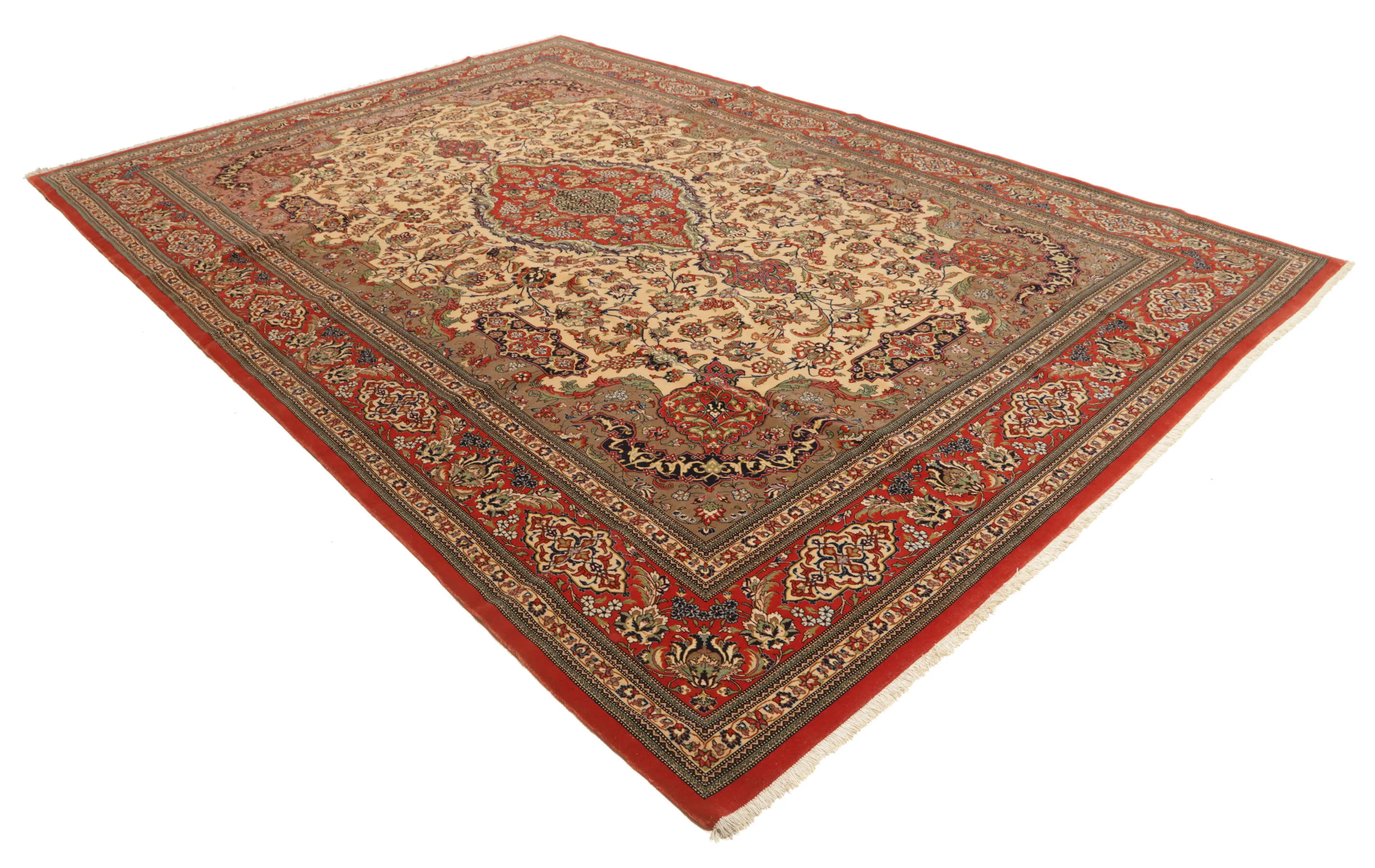 Teppich Ghom Kork 260x383cm Handgeknüpft Persischer Teppich rot