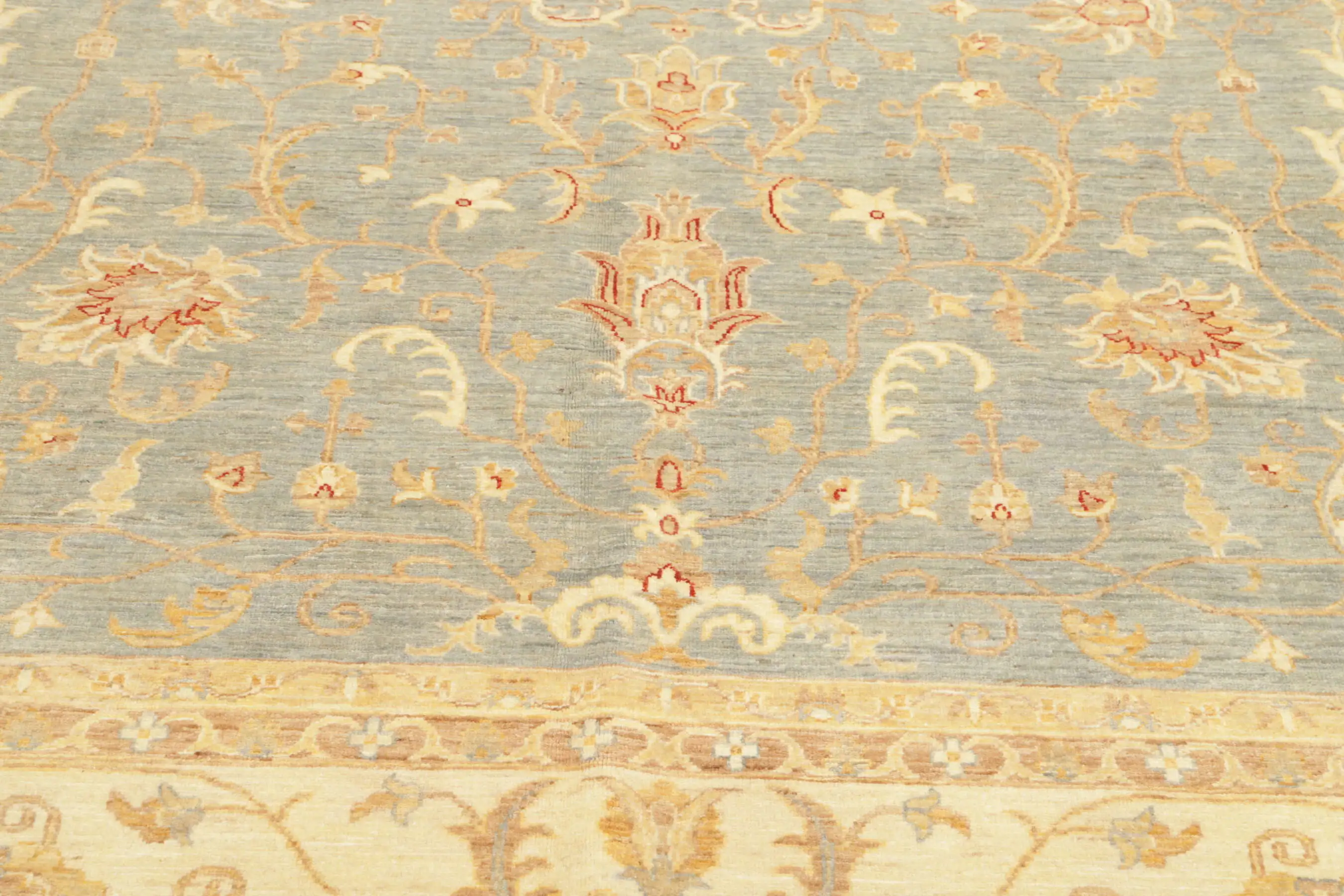 Teppich Ziegler 247 x 290 cm Orientteppich blau - beige Handgeknüpft Schurwolle