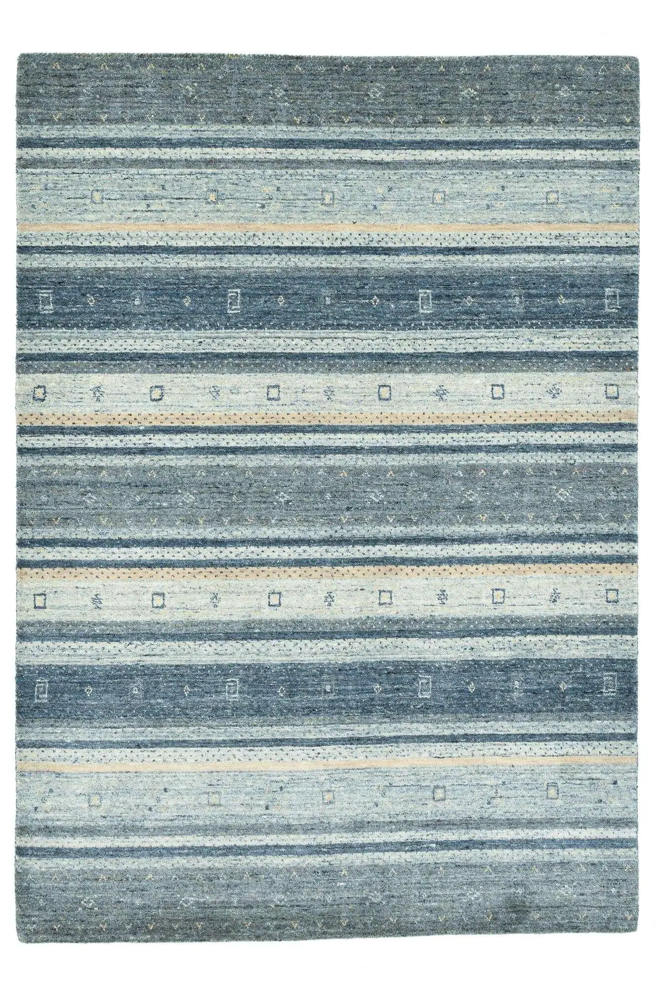 Teppich Handgewebt 160 x 230 cm reine Schurwolle Naturteppiche grau