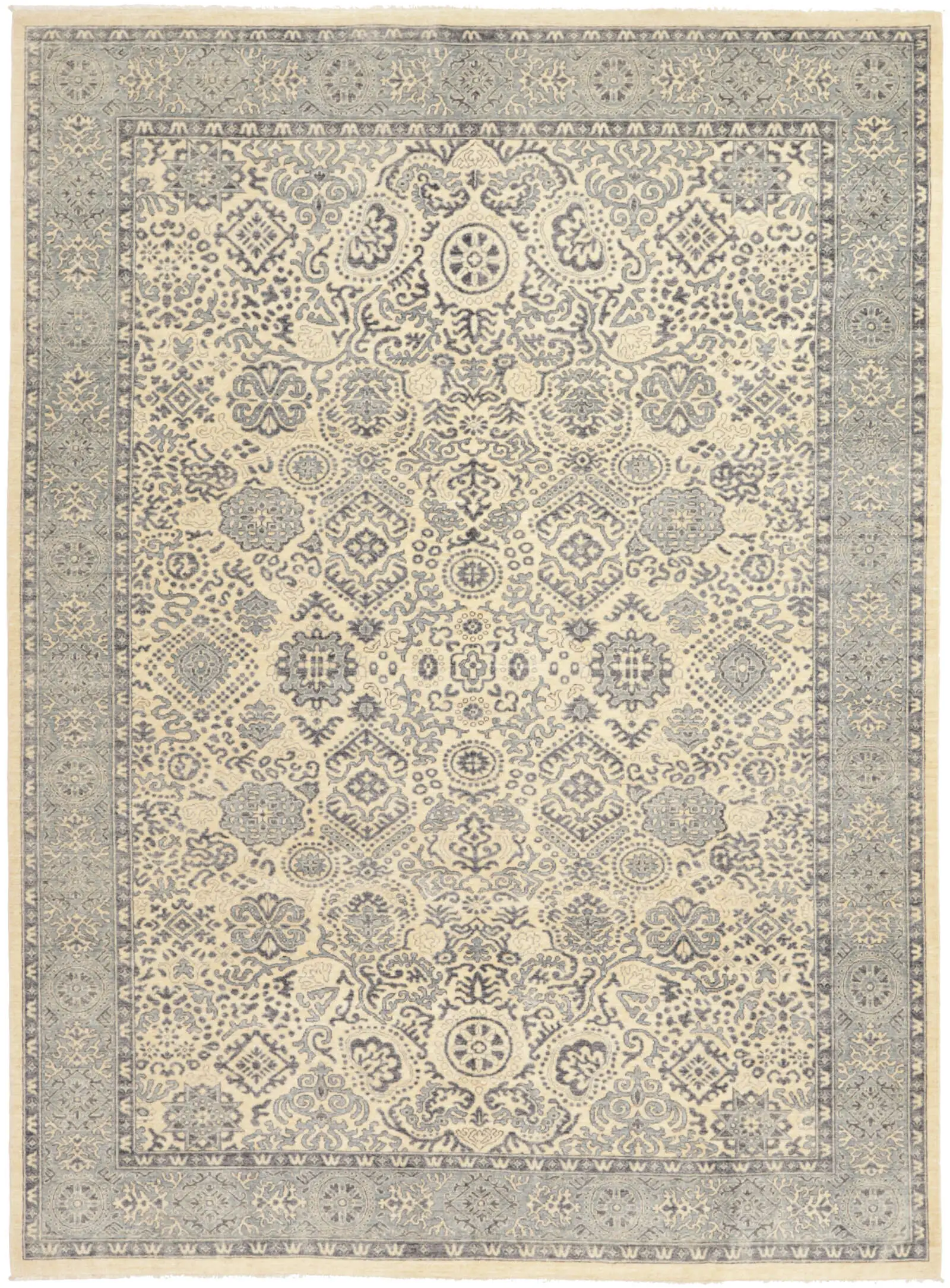 Teppich Ziegler 242 x 330 cm Orientteppich blau - beige Handgeknüpft Schurwolle
