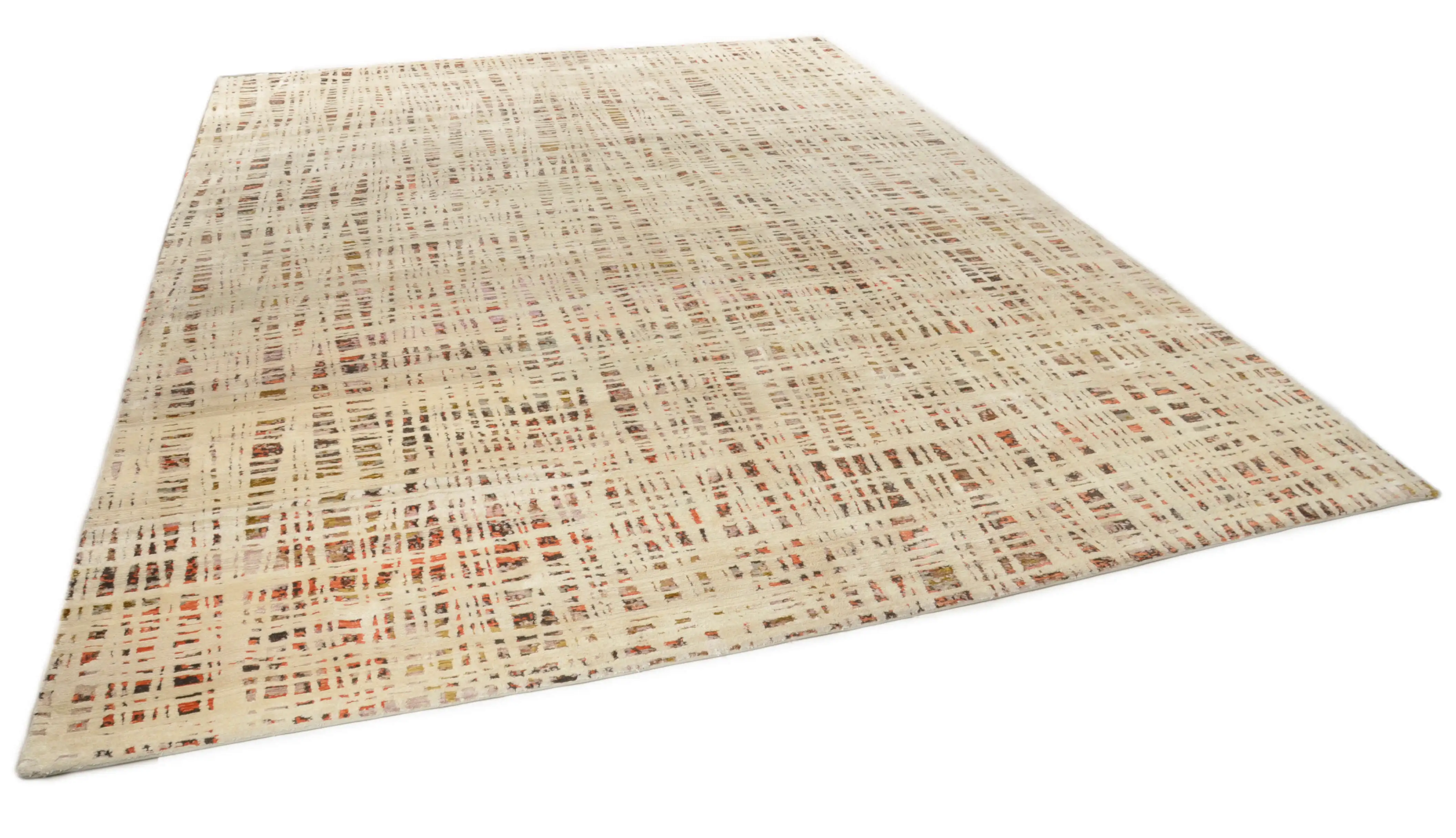Teppich Nepal beige Seide Handgeknüpft Dhingri Silk