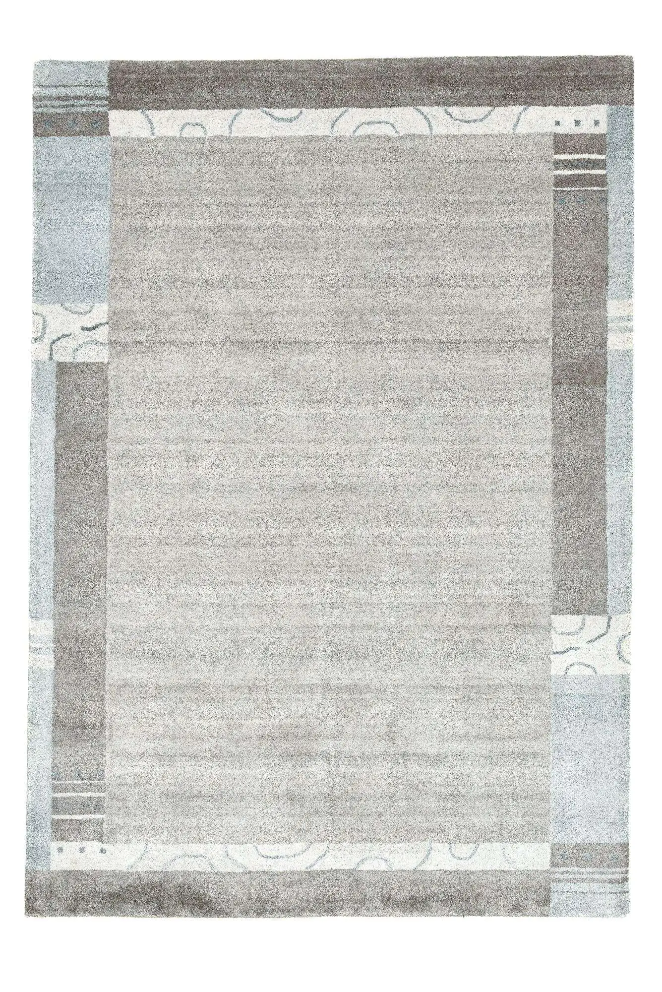 Design Teppich Bali Bamboo Silk 160x230cm Viskose beige grau Bordüre