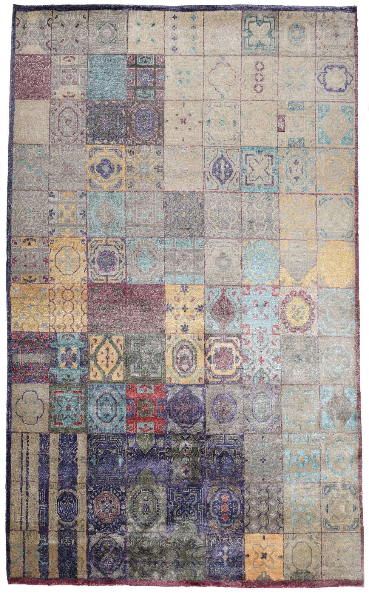 Design Teppich Hindustan Viscose 50 Handgeknüpft 171x238 cm bunt