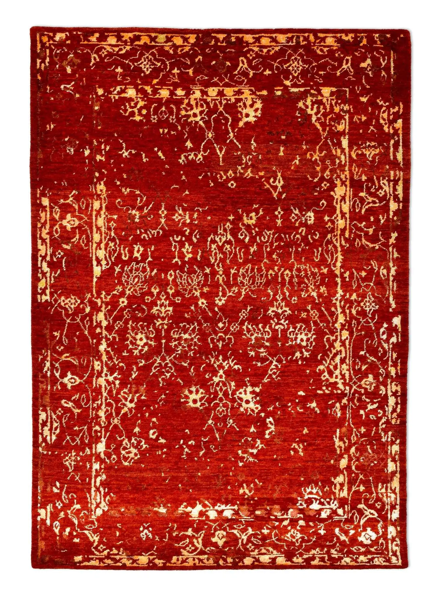 Vintage Teppich Queenscity 160x230cm Handgeknüpft Wolle Viskose rot