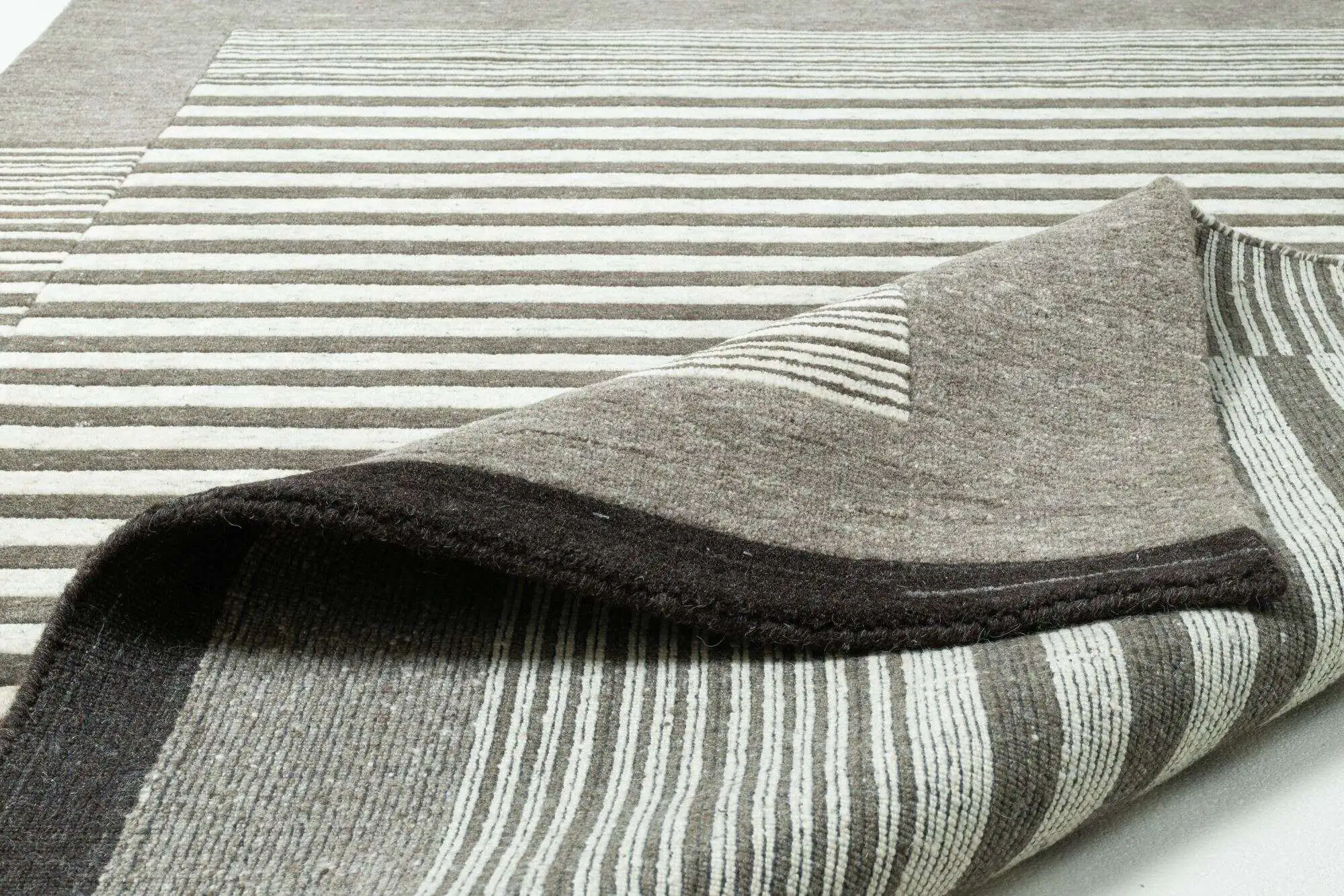 Teppich Handgewebt 160 x 230 cm reine Schurwolle Naturteppiche beige-grau