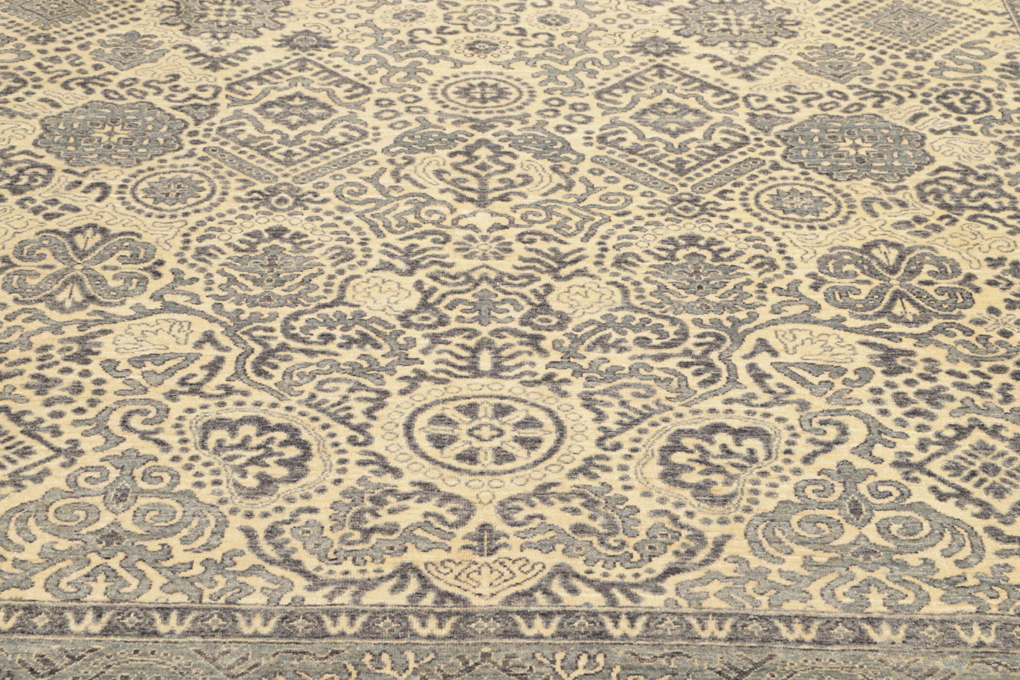 Teppich Ziegler 245 x 340 cm Orientteppich blau - beige Handgeknüpft Schurwolle