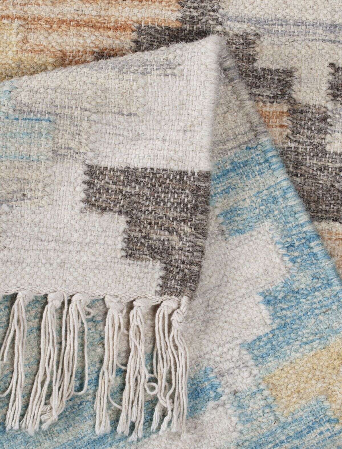 Kelim Teppich Modern Handgewebt Naturteppich Wolle