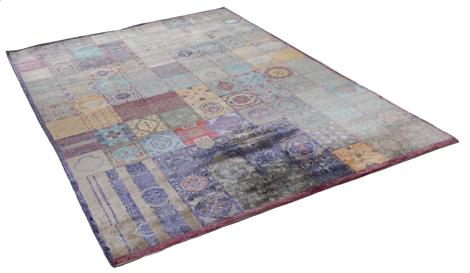 Design Teppich Hindustan Viscose 50 Handgeknüpft 171x238 cm bunt