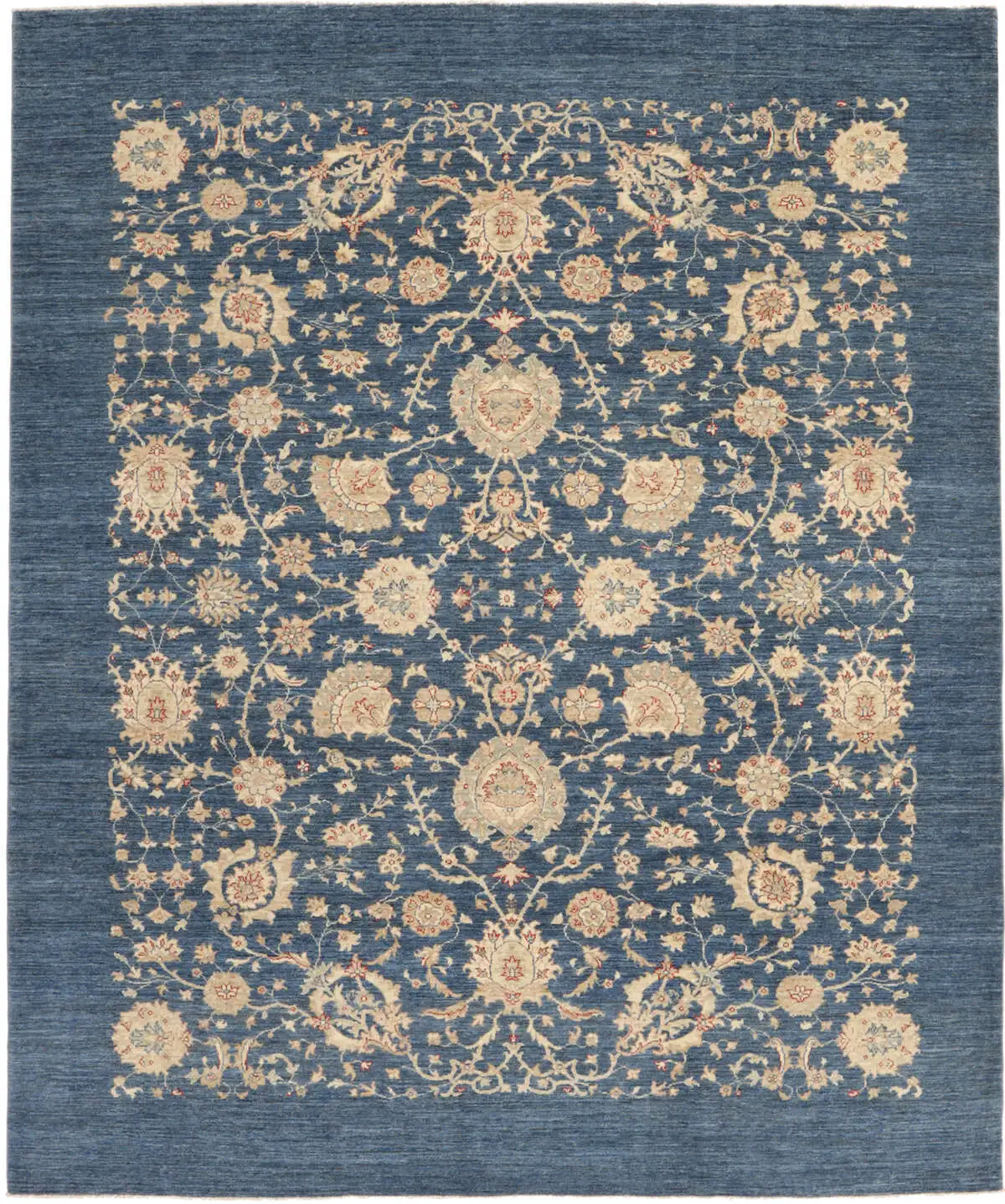 Teppich Ziegler 246 x 294 cm Orientteppich blau - beige Handgeknüpft Schurwolle