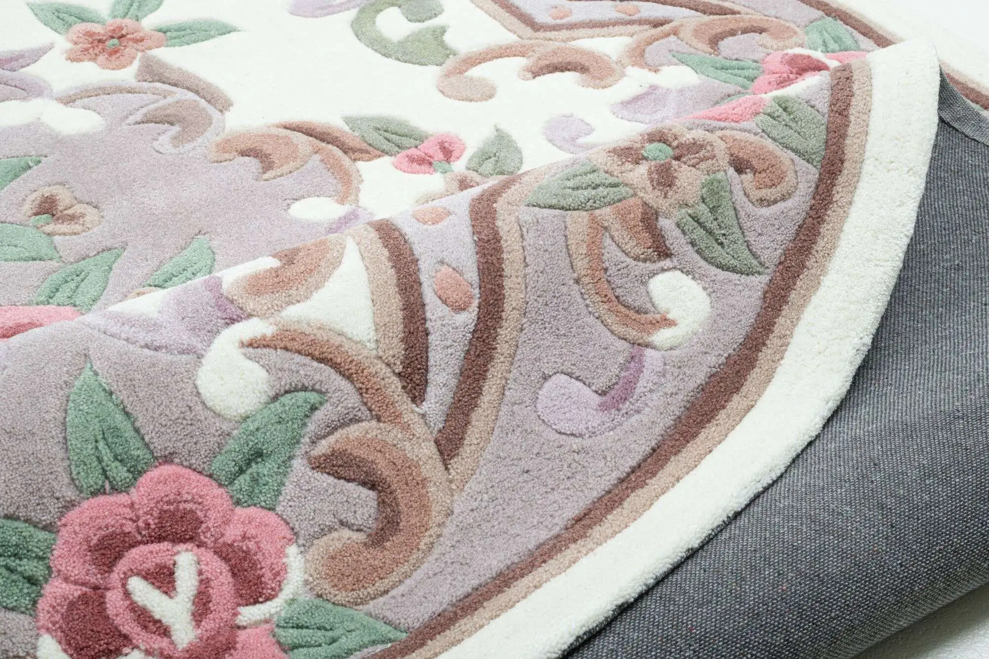 Ming Aubusson China Teppich beige oval Teppich mit Blumen