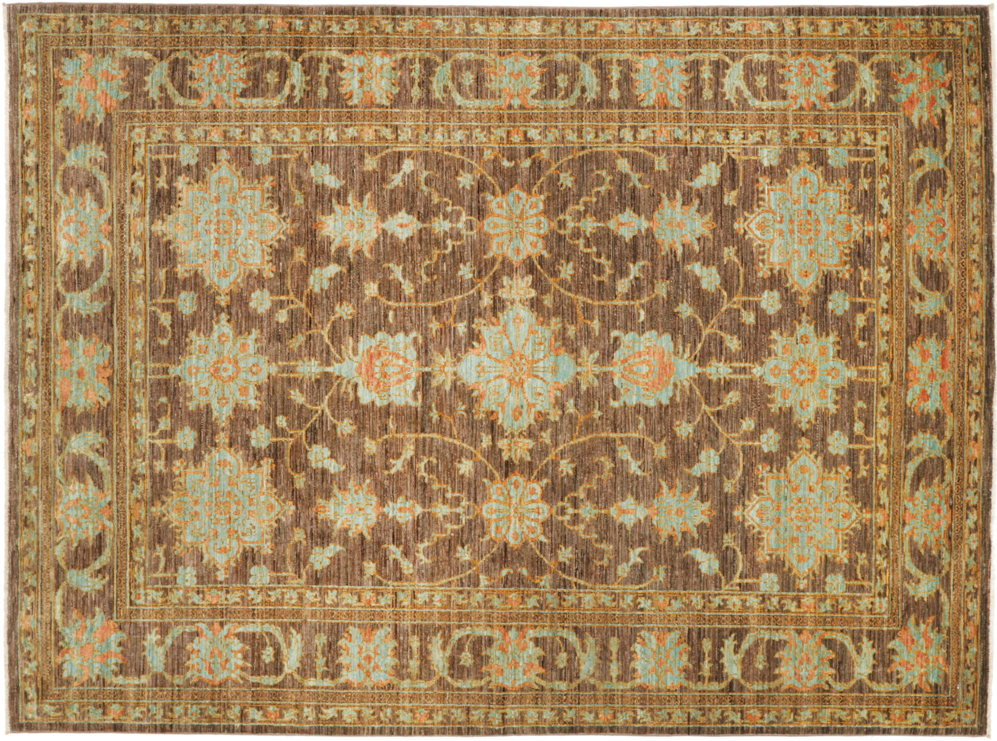 Ziegler Teppich 169x223 cm Orientteppich Handgeknüpft Teppich braun